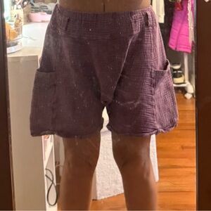 Women’s Lightweight Purple Gauze Shorts with Pockets